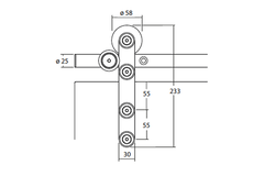 Flatec IV glasschuifdeurset RVS 100kg l.2100mm voor deurbladbreedte 910-1000mm